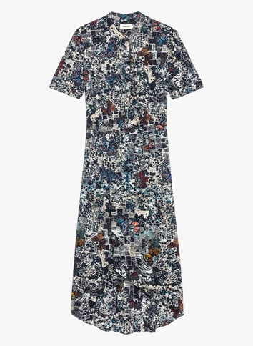 Robe midi imprimée à manches courtes ZADIG&VOLTAIRE Bleu
